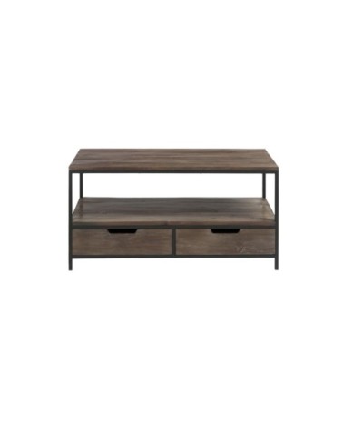 Table basse bois et métal avec tiroirs