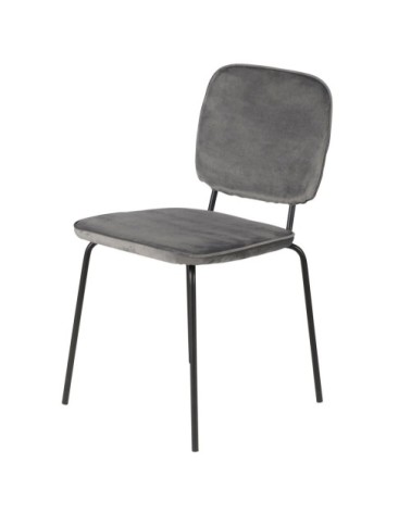 Chaise velours gris pieds métal