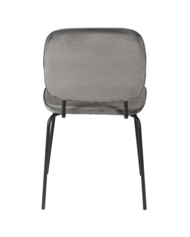 Chaise velours gris pieds métal