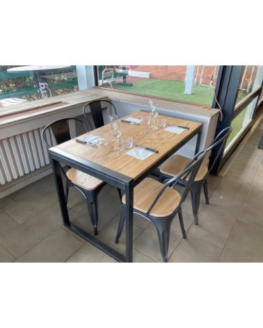 Lot de 2 Chaises de repas acier gris et bois clair