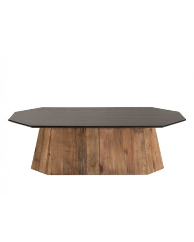 Table basse octogonale en pin recyclé et contreplaqué L120