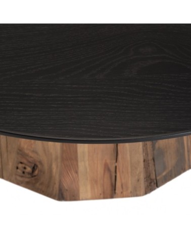 Table basse ronde en pin recyclé et contreplaqué D90