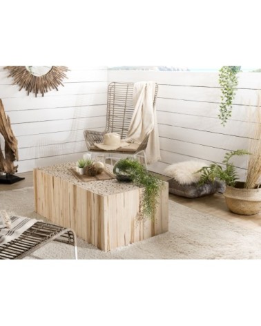 Table basse rectangulaire nature branches en teck L110