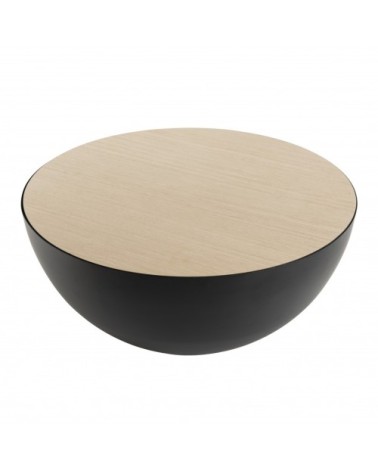 Table basse coque base métal plateau bois clair D70