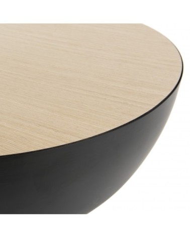 Table basse coque base métal plateau bois clair D70