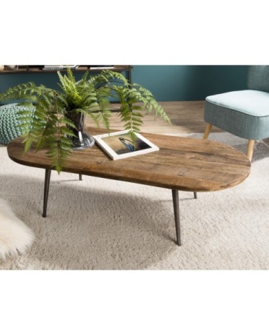 Table basse ovale en teck recyclé et métal L120