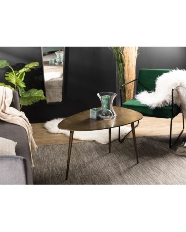 Table basse goutte d'eau aluminium doré L85