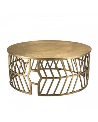 Table basse ronde pietement graphique aluminium doré D89