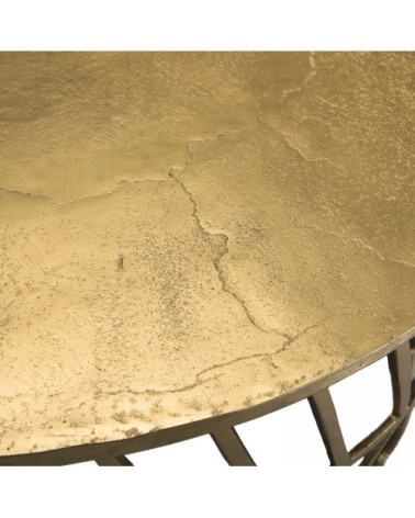 Table basse ronde pietement graphique aluminium doré D89