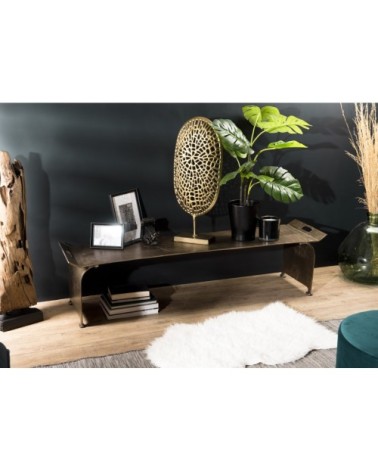 Table basse rectangulaire aluminium doré L163