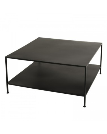 Table basse industrielle carrée métal noir L80