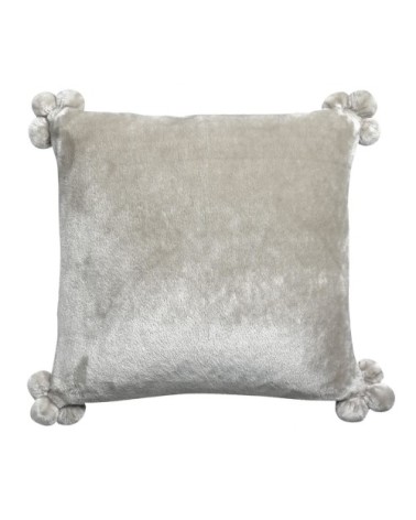 Coussin tender pompons en polyester perle 45 x 45 cm