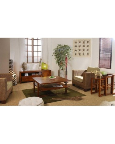 Meuble TV bas 3 tiroirs en mindi