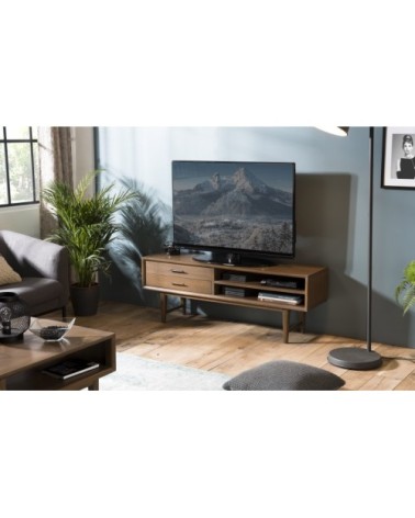 Meuble TV 2 tiroirs 2 niches en mindi