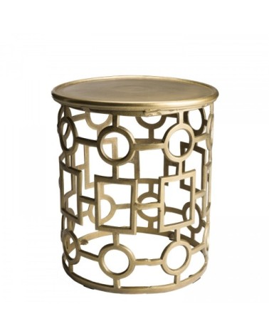 Table d'appoint ronde pietement graphique aluminium doré D43