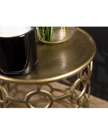 Table d'appoint ronde pietement graphique aluminium doré D43