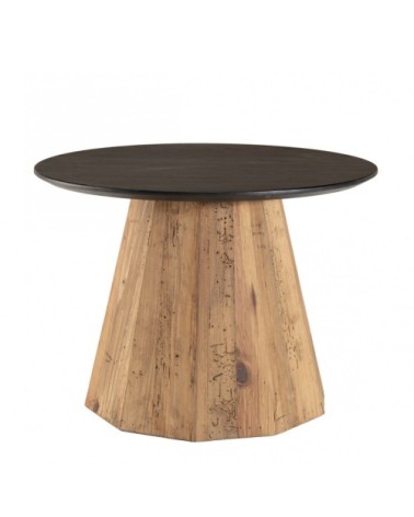 Table d'appoint ronde en pin recyclé et contreplaqué D60