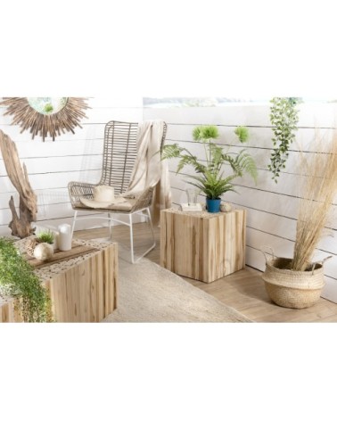 Bout de canapé carré nature branches en teck