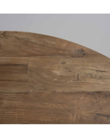 Table basse coque 2 plateaux en teck recyclé métal blanc D100