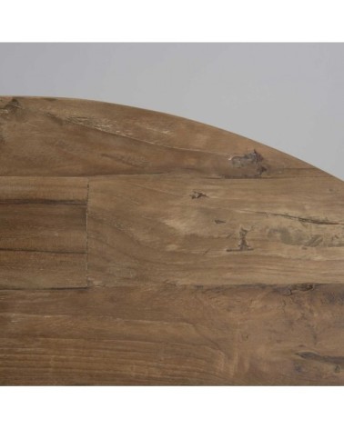 Table basse coque 2 plateaux en teck recyclé métal noir D100