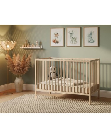 Lit bébé en bois hêtre brut 60 x 120 cm