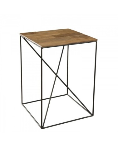 Table d'appoint petit modèle en teck recyclé et métal noir L35