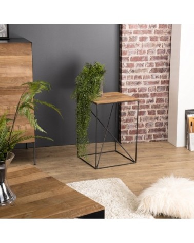 Table d'appoint petit modèle en teck recyclé et métal noir L35