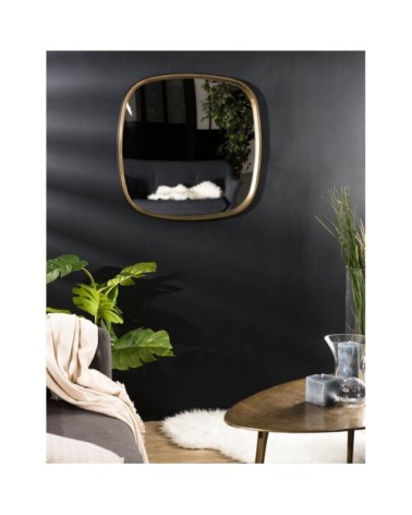 Miroir coins arrondis aluminium doré 70x70