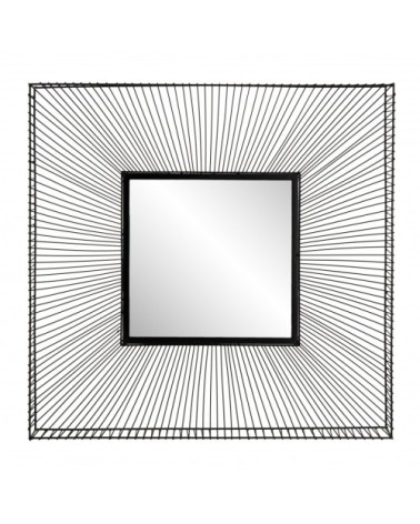 Miroir carré métal noir 90x90