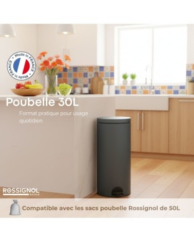 Poubelle de cuisine à pédale 30l fabriqué en france