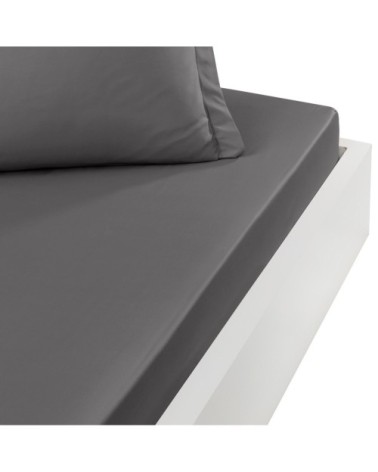 Drap housse satin de coton  120 fils/cm² gris silver 180x200 cm