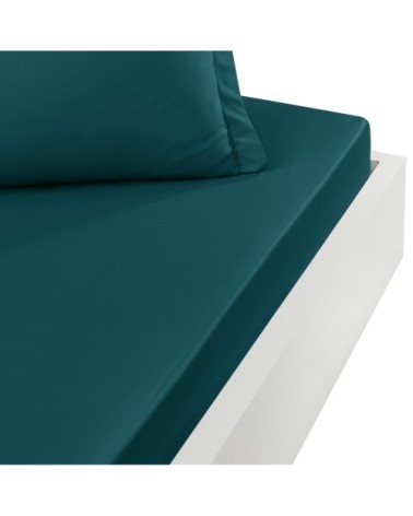 Drap housse satin de coton  120 fils/cm² petrol 90x190 cm