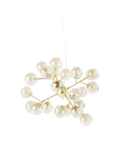 Suspension multi-globes en verre ambré et métal doré