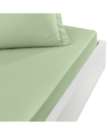 Drap housse en coton bonnet 30cm  celadon 90x190 cm