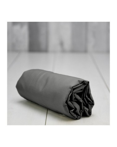 Drap housse satin de coton  120 fils/cm² gris silver 140x190 cm