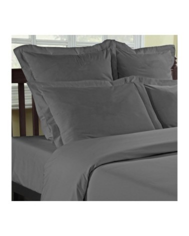 Drap housse satin de coton  120 fils/cm² gris silver 140x190 cm