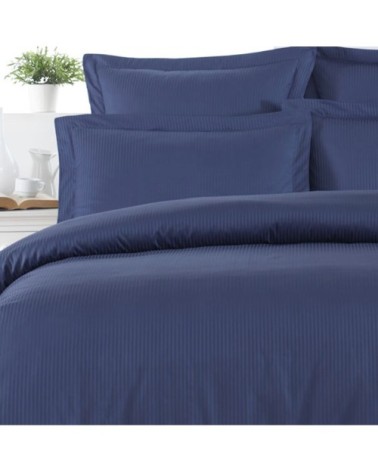Drap housse uni en satin de coton Marine 90x190 cm
