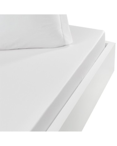 Drap housse en coton bonnet 30cm  blanc 90x190 cm