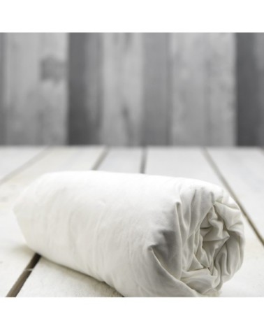 Drap housse en coton bonnet 30cm  blanc 90x190 cm