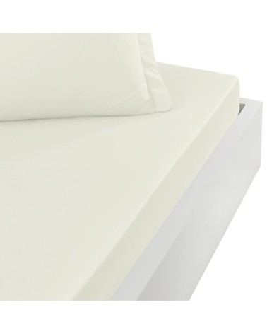 Drap housse satin de coton  120 fils/cm² ecru 140x190 cm