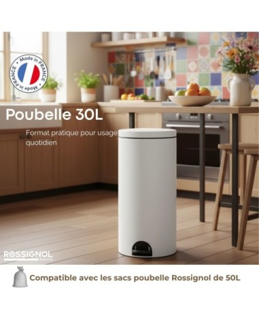 Poubelle de cuisine à pédale 30l fabriqué en france