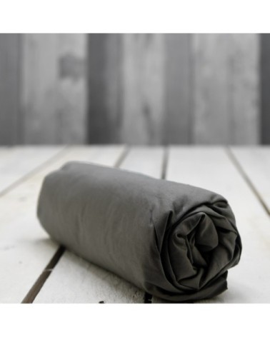 Drap housse en coton bonnet 30cm  gris silver 180x200 cm