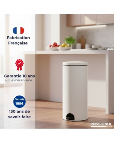 Poubelle de cuisine à pédale 30l fabriqué en france