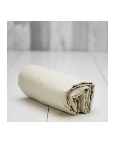Drap housse satin de coton  120 fils/cm² ecru 90x190 cm