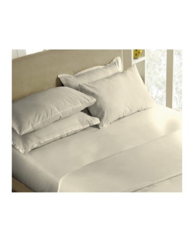 Drap housse satin de coton  120 fils/cm² ecru 90x190 cm
