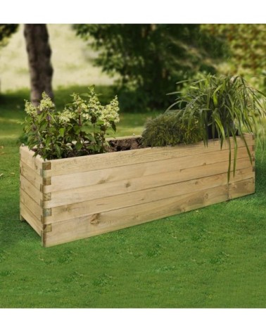 Bac à fleurs rectangle en bois de pin L180cm