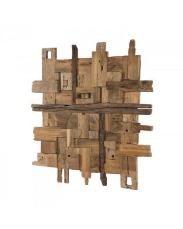Décoration murale bois teck 100x100