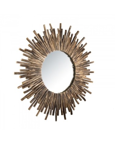 Miroir rond soleil nature branches bois D90