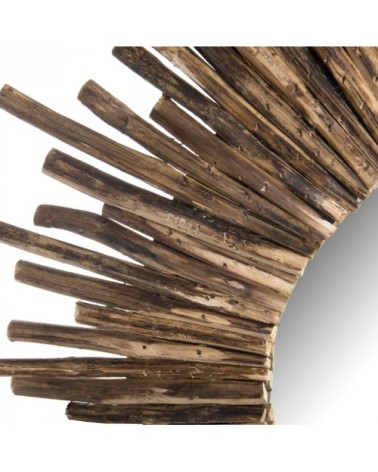 Miroir rond soleil nature branches bois D90