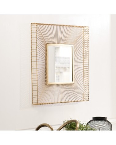 Miroir carré métal doré 65x65